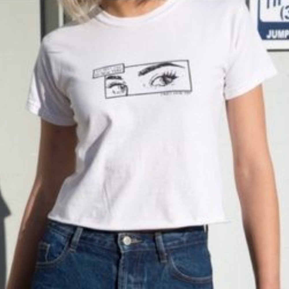 Brandy Melville- John Galt Meet Me In New York White Crop Tee